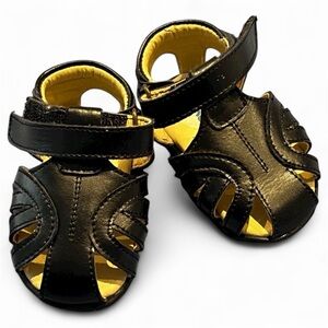 NWOT Black Leather Sandals with Velcro Strap; Soft (Size 1 Toddler / Baby)